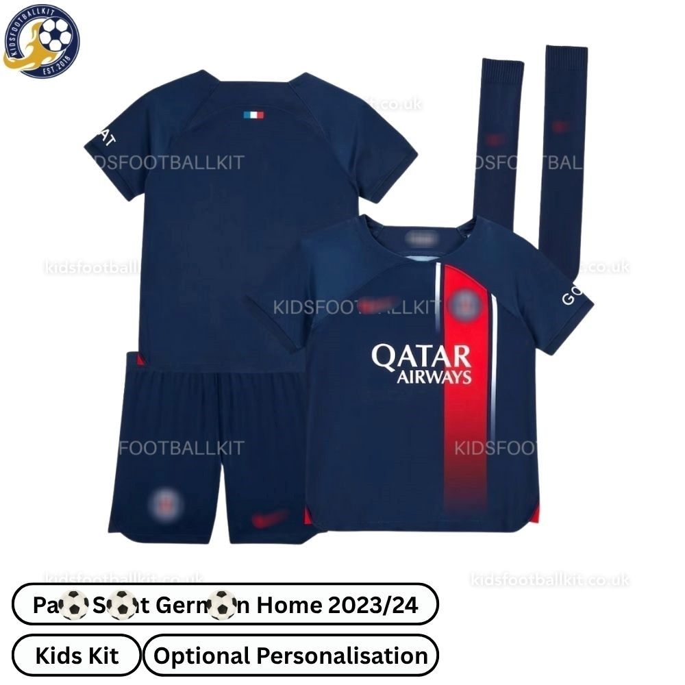 P^_^SG Home Kids Football Kit 2023/24 (With Socks)