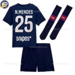 P^_^SG Home Kids Football Kit 2025/26 - N.MENDES 25 (With Socks) Back View