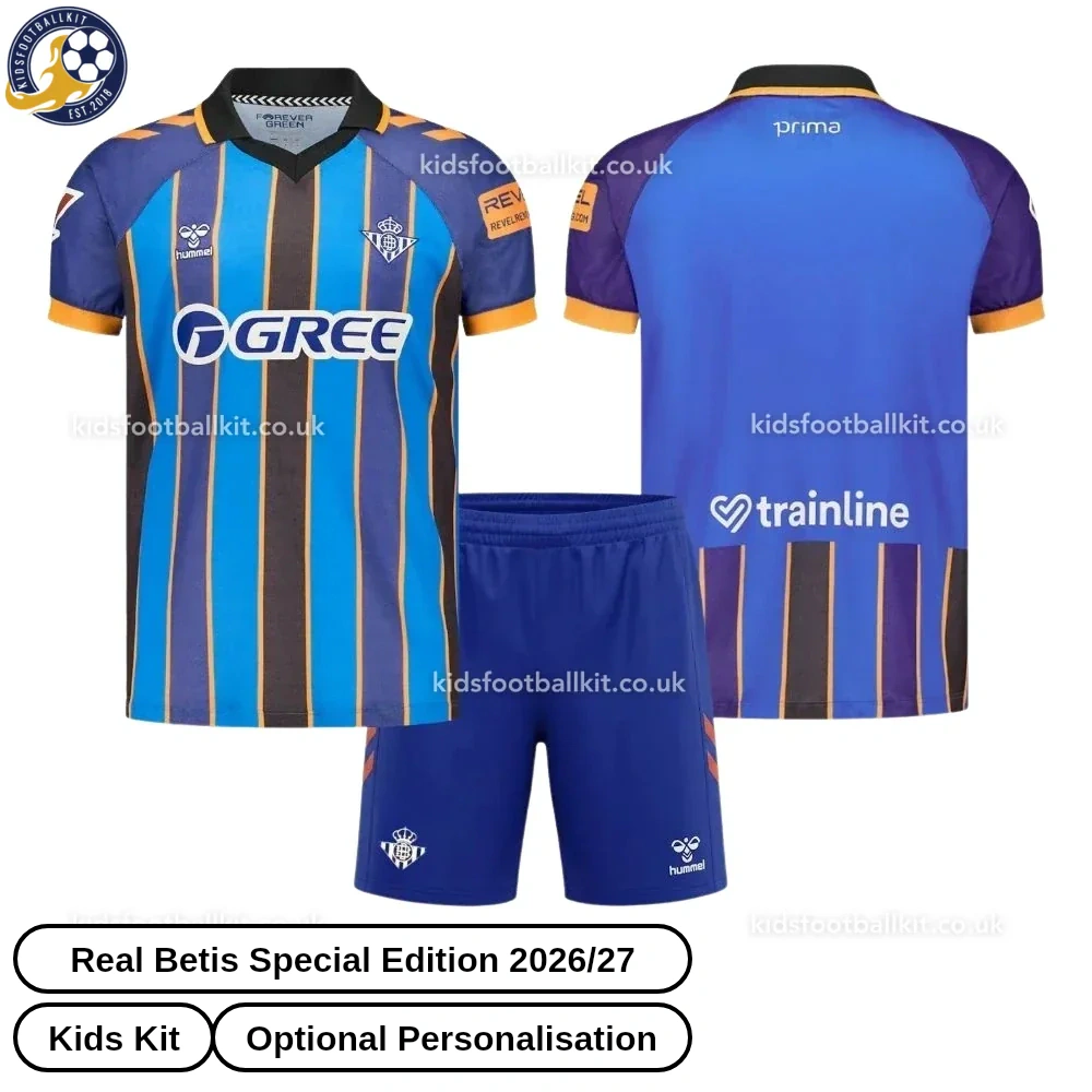 Real Betis Special Edition Kids Football Kit 2026/27 (No Socks) – Blue