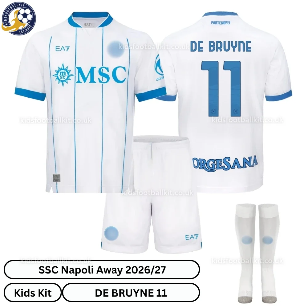 SSC Napoli Away Kids Football Kit 2026/27 – DE BRUYNE 11 (With socks)