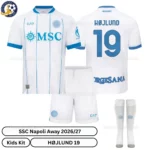 SSC Napoli Away Kids Kit 26_27-over view-HØJLUND 19-with socks