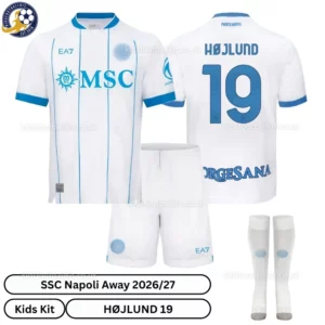 SSC Napoli Away Kids Kit 26_27-over view-HØJLUND 19-with socks