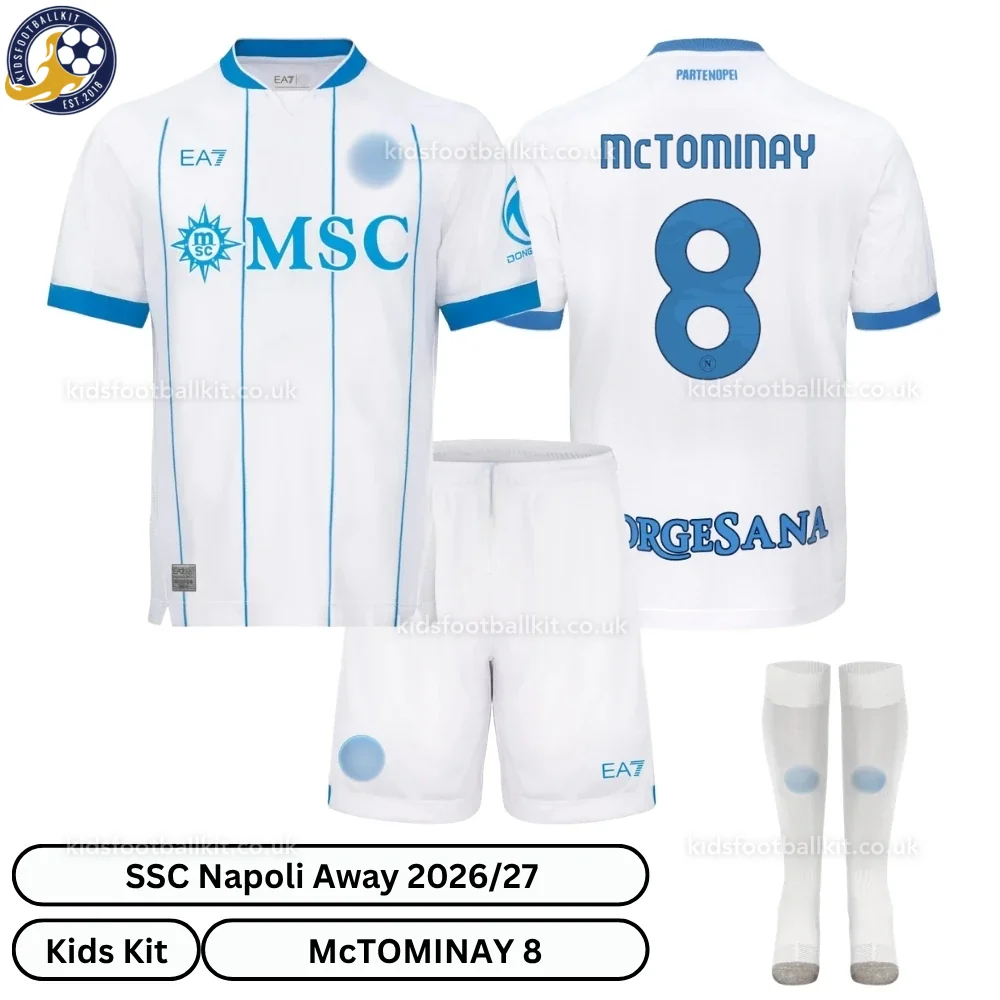 SSC Napoli Away Kids Football Kit 2026/27 – McTOMINAY 8 (With socks)