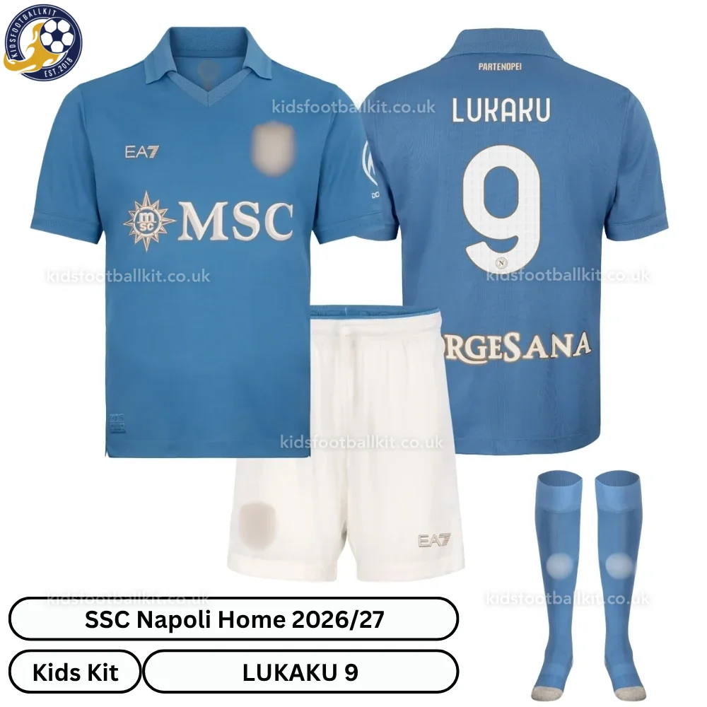 SSC Napoli Home Kids Football Kit 2026/27 – LUKAKU 9 (With socks)