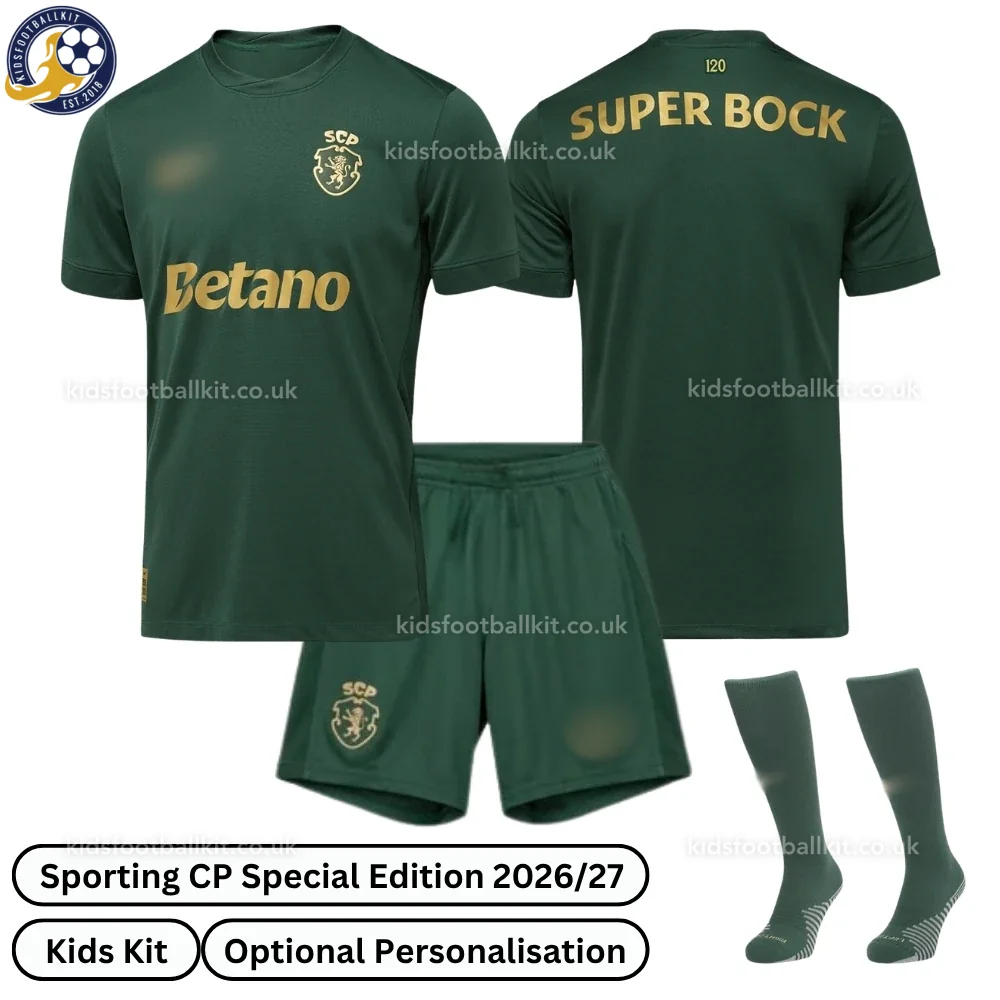 Sporting CP 120th Anniversary Edition Kids Football Kit 2026/27 (With socks)