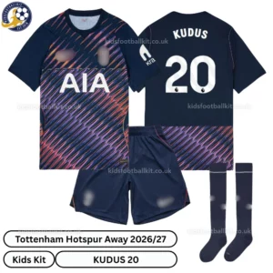 Tottenham Away Kids Kit 26_27-over view-KUDUS 20-with socks