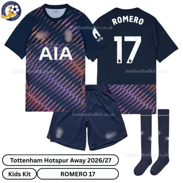 Tottenham Away Kids Kit 26_27-over view-ROMERO 17-with socks
