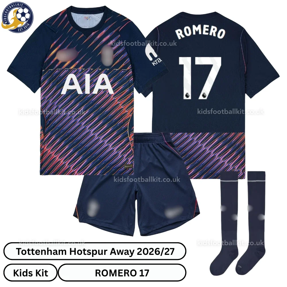 Tottenham Hotspur Away Kids Football Kit 2026/27 – ROMERO 17 (With socks)