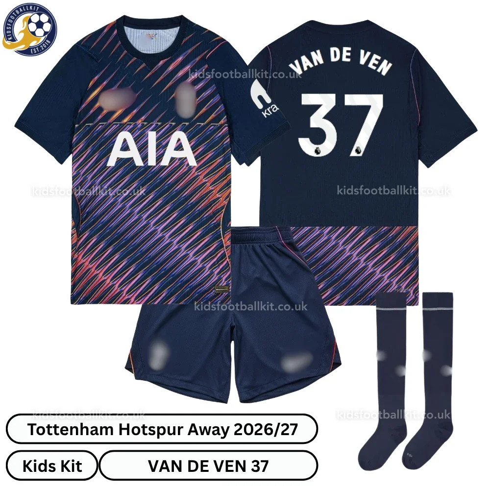 Tottenham Hotspur Away Kids Football Kit 2026/27 – VAN DE VEN 37 (With socks)