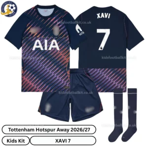 Tottenham Away Kids Kit 26_27-over view-XAVI 7-with socks
