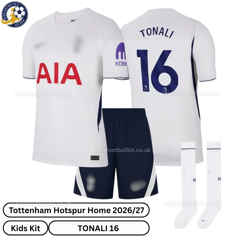 Tottenham Hotspur Home Kids Football Kit 2026/27 – TONALI 16 (With socks)
