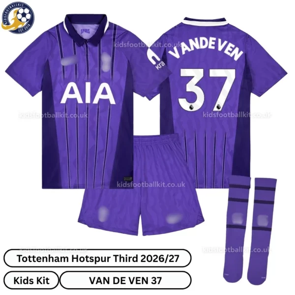 Tottenham third kids kit 26_27-over view-VAN DE VEN 37-with socks
