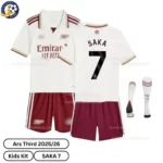 North London Red Third Kids Football Kit 2025/26 - SAKA 7 (With socks)