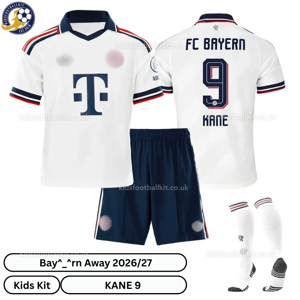 Bay^_^rn Away Kids Football Kit 2026/27 – KANE 9 (With socks)