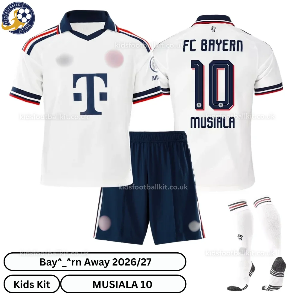 Bay^_^rn Away Kids Football Kit 2026/27 – MUSIALA 10 (With socks)