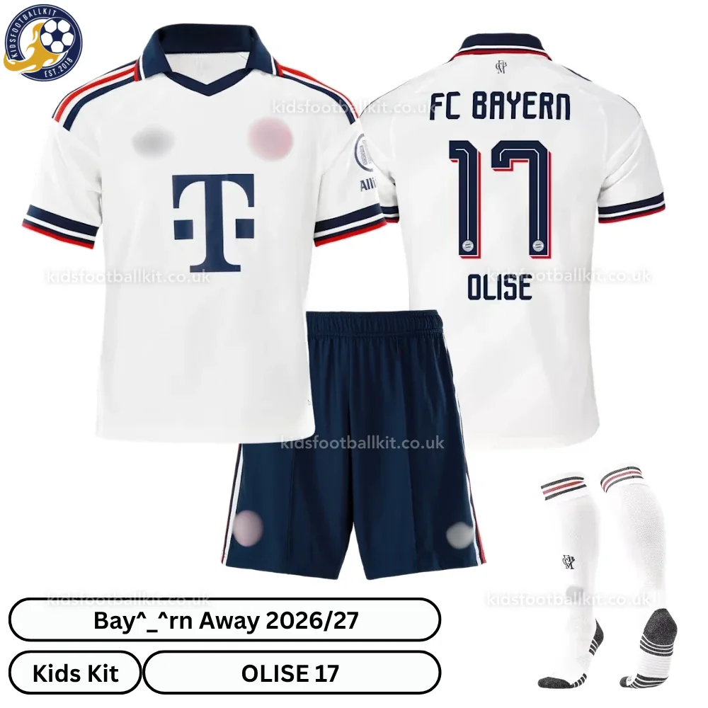 Bay^_^rn Away Kids Football Kit 2026/27 – OLISE 17 (With socks)
