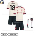 Lvr^_^pooI Away Kids Football Kit 2025/26 - GAKPO 18 (With Socks)