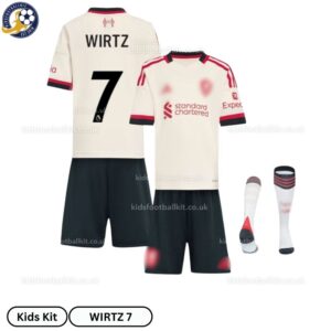 Lvr^_^pooI Away Kids Football Kit 2025/26 - WIRTZ 7 (With socks)