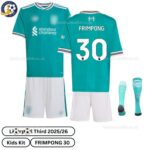 Lvr^_^pooI Third Kids Football Kit 2025/26 - FRIMPONG 30 (With socks)