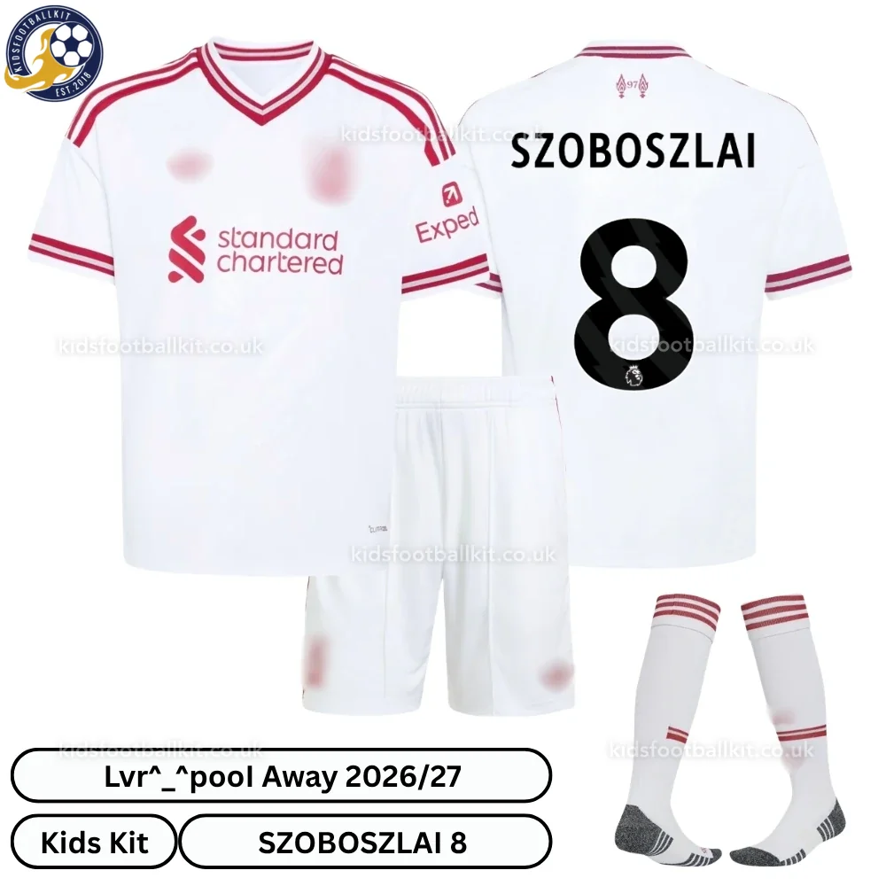 Lvr^_^pooI Away Kids Football Kit 2026/27 – SZOBOSZLAI 8 (With socks)
