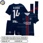 P^_^SG Home Kids Football Kit 2025/26 - D.DOUÉ 14 (With Socks)