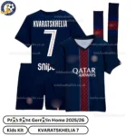 P^_^SG Home Kids Football Kit 2025/26 - KVARATSKHELIA 7 (With Socks) Overview