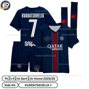 P^_^SG Home Kids Football Kit 2025/26 - KVARATSKHELIA 7 (With Socks) Overview