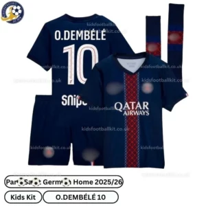P^_^SG Home Kids Football Kit 2025/26 - O.DEMBÉLÉ 10 (With Socks)