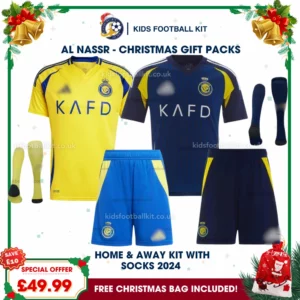 Al Nassr FC Gift Pack – Home & Away Kids Football Kit 2024/25 (With Socks)