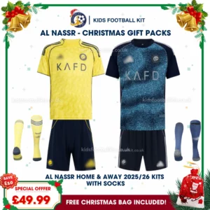 Al Nassr FC Gift Pack – Home and Away Kids Football Kit 2025/26 (With Socks)
