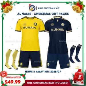 Al Nassr FC Gift Pack – Home and Away Kids Football Kit 2026_27 (With Socks)-new