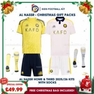 Al Nassr FC Gift Pack – Home and Third Kids Football Kit 2025/26 (With Socks)