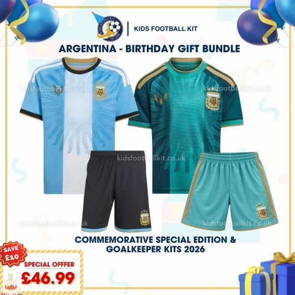 Argentina Commemorative Special Edition and Goalkeeper kids kit 2026-no socks