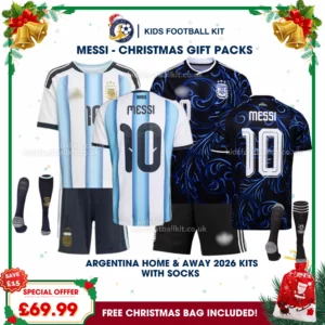 Argentina World Cup 2026 Gift Pack – Home and Away Kids Football Kit – MESSI 10 (With socks)