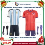 Argentina and Scotland World Cup 2026 Gift Pack – Home and Away Kids Football Kit (With socks)