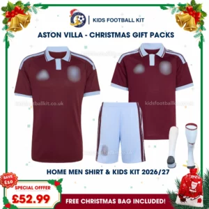 Aston Villa Gift Pack – Home Dad Shirt and Son Kids Football Kit 2026/27