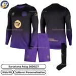 Barcelona Away Kids Kit 26_27 With Socks Long Sleeve - Overview