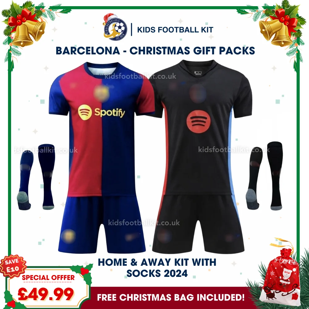 Barcelona Gift Pack Home & Away Kids Football Kit 2024/25 (With Socks)