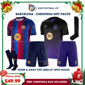 Barcelona Gift Pack – Home and Away Kids Football Kit 2026/27 (With socks)