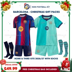 Barcelona Gift Pack – Home and Third Kids Football Kit 2026/27 (With socks)