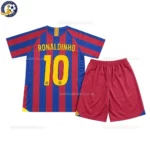 Barcelona Home Kids Kit 2005_06-back view-RONALDINHO 10-no sock