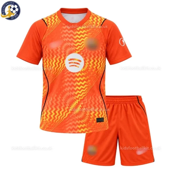 Barcelona Orange Goalkeeper Kids Kit 26_27 No socks - Front View