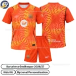Barcelona Orange Goalkeeper Kids Kit 26_27 No socks - Overview