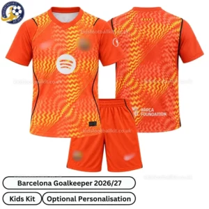 Barcelona Orange Goalkeeper Kids Kit 26_27 No socks - Overview