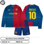 Barcelona home kids kit 2008_09-over view-long sleeve-MESSI 10-no sock