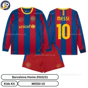 Barcelona home kids kit 2010_11-over view-long sleeve-MESSI 10-no sock