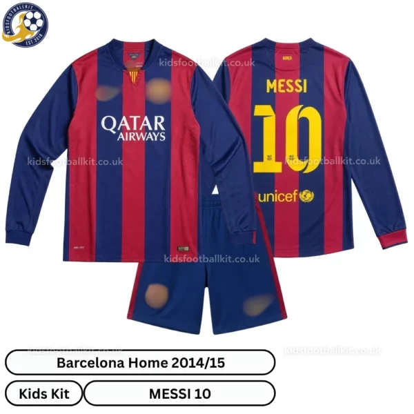 Barcelona home kids kit 2014_15-over view-long sleeve-MESSI 10-no sock