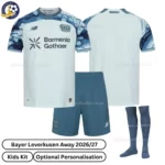 Leverkusen away kids kit with socks 26_27-over view
