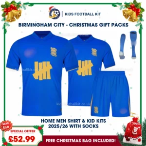 Birmingham City Gift Pack– Home Dad Shirt & Lionesses Son Kids Football Kit 2025/26 (With socks)