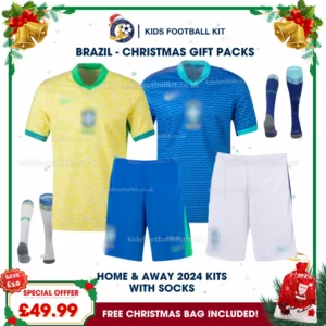 Brazil Gift Pack – Home & Away Kids Football Kit 2024 (With socks)